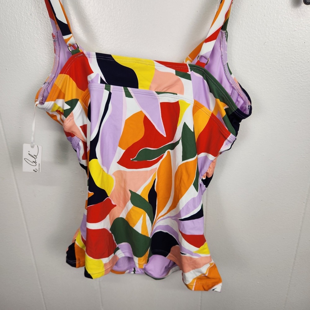 Anne Cole Tankini Top 32C/34B Multicolor Tropical Print Ruched NWT - Picture 4 of 5